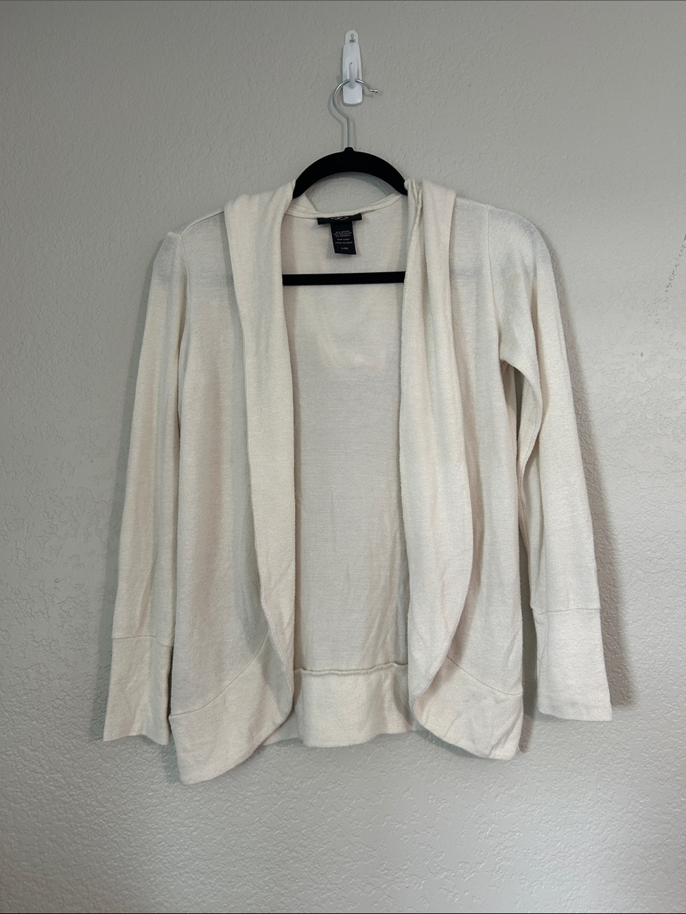 It's Our Time Hooded Open-Front Cardigan in Off-White